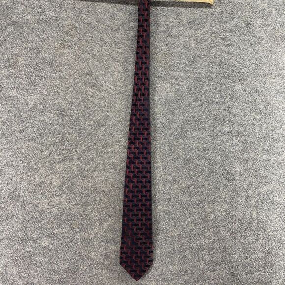 Villa Bugatti Tie Men XL Black Geometric Classic Adjustable Designer Silk Casual - Picture 1 of 5